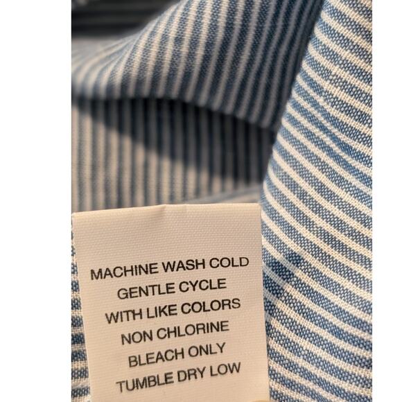 Johnnie-O Hangin Out Blue Stripe Long Sleeve Button Front 100% Cotton Shirt Sz M - Picture 4 of 12